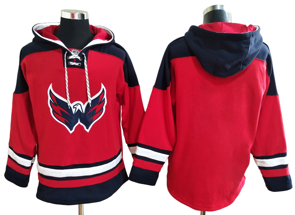 Men's Washington Capitals Blank Red All Stitched Hooded Sweatshirt Ageless Must-Have Lace-Up Pullover Hoodie