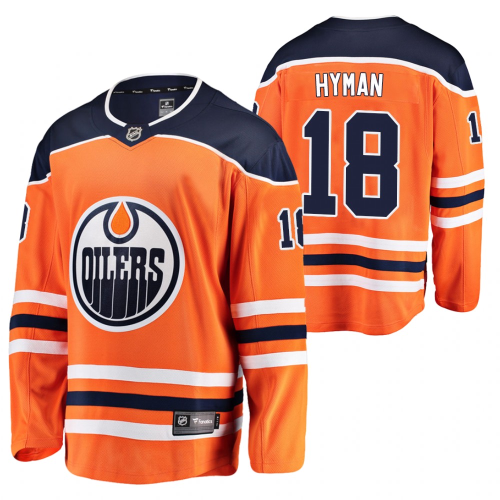 Men‘s ’Edmonton Oilers #18 Zach Hyman Orange 2021 Home Player Jersey