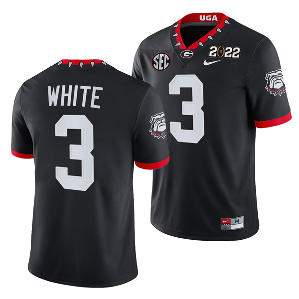 Men’s Georgia Bulldogs #3 Zamir White 2022 Patch Black College Football Stitched Jersey
