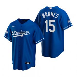 Men’s Los Angeles Dodgers #15 Austin Barnes Royal 2020 World Series Champions Replica Jersey