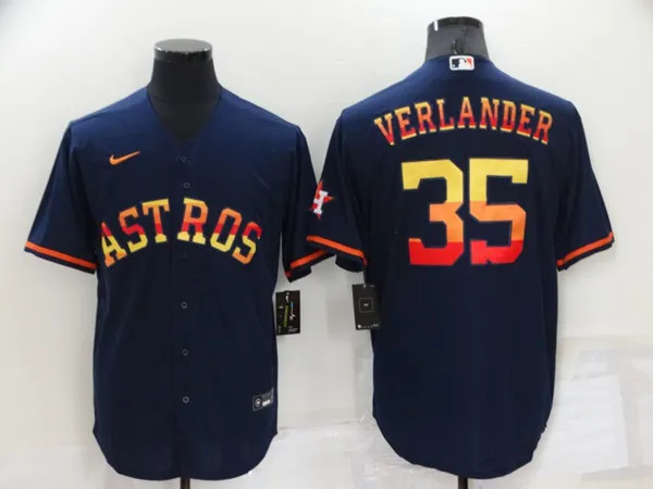 Mens Houston Astros #35 Justin Verlander 2022 Navy Cool Base Stitched Jersey