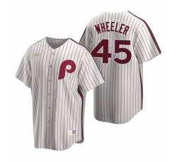 Mens Nike Philadelphia Phillies 45 Zack Wheeler White Cooperstown Collection Home Stitched Baseball Jersey