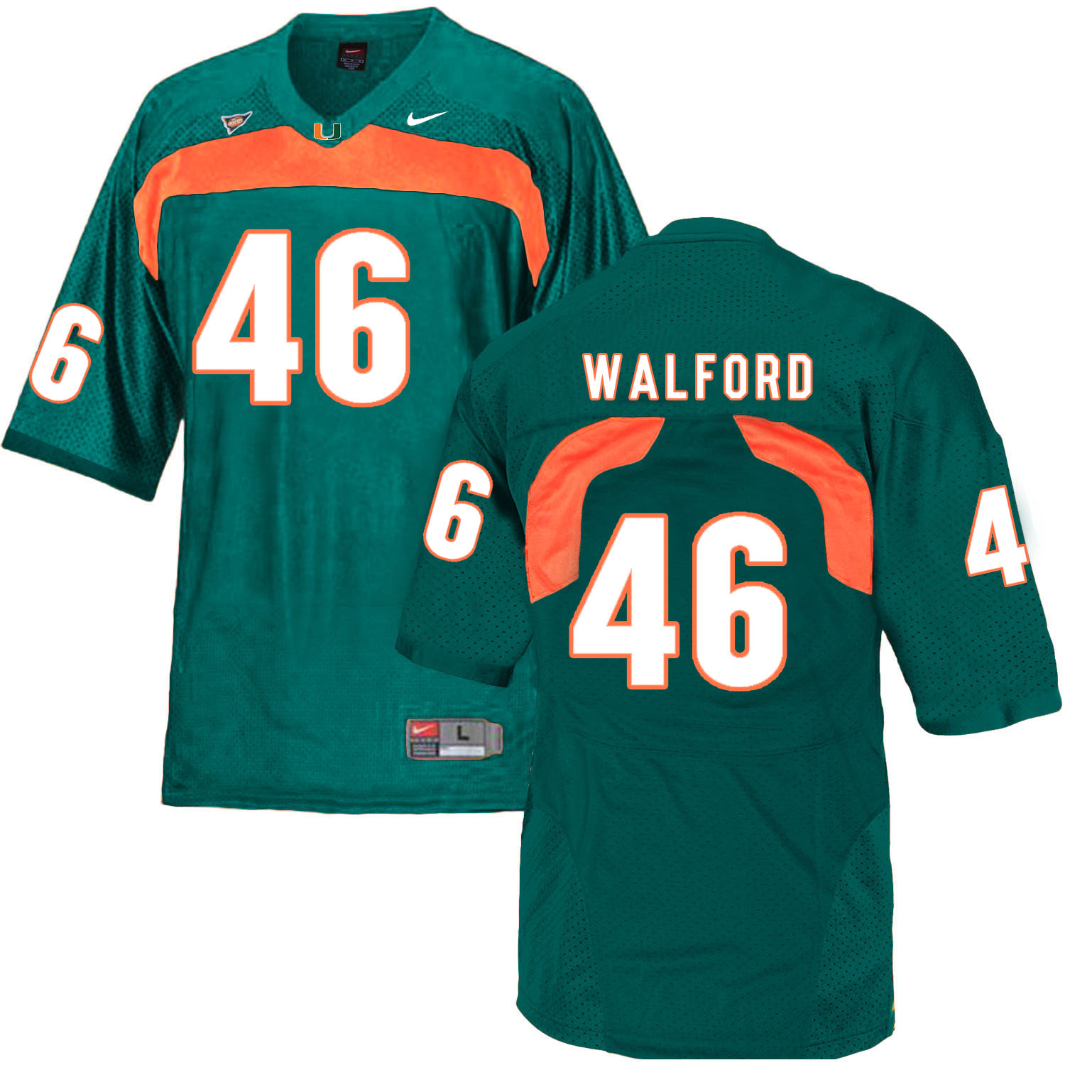 Miami Hurricanes 46 Clive Walford Green College Football Jersey