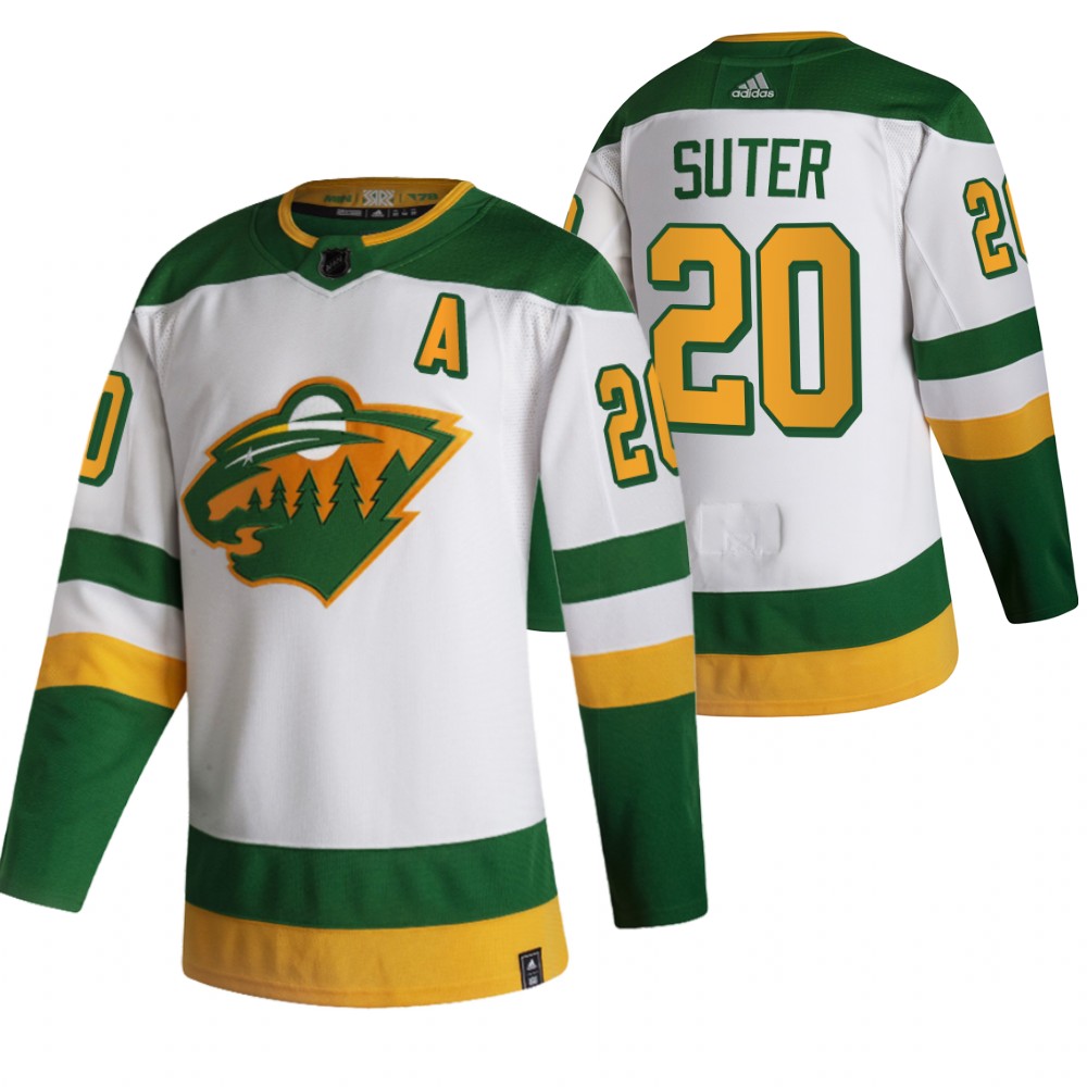 Minnesota Wild #20 Ryan Suter White Men's Adidas 2020-21 Reverse Retro Alternate NHL Jersey