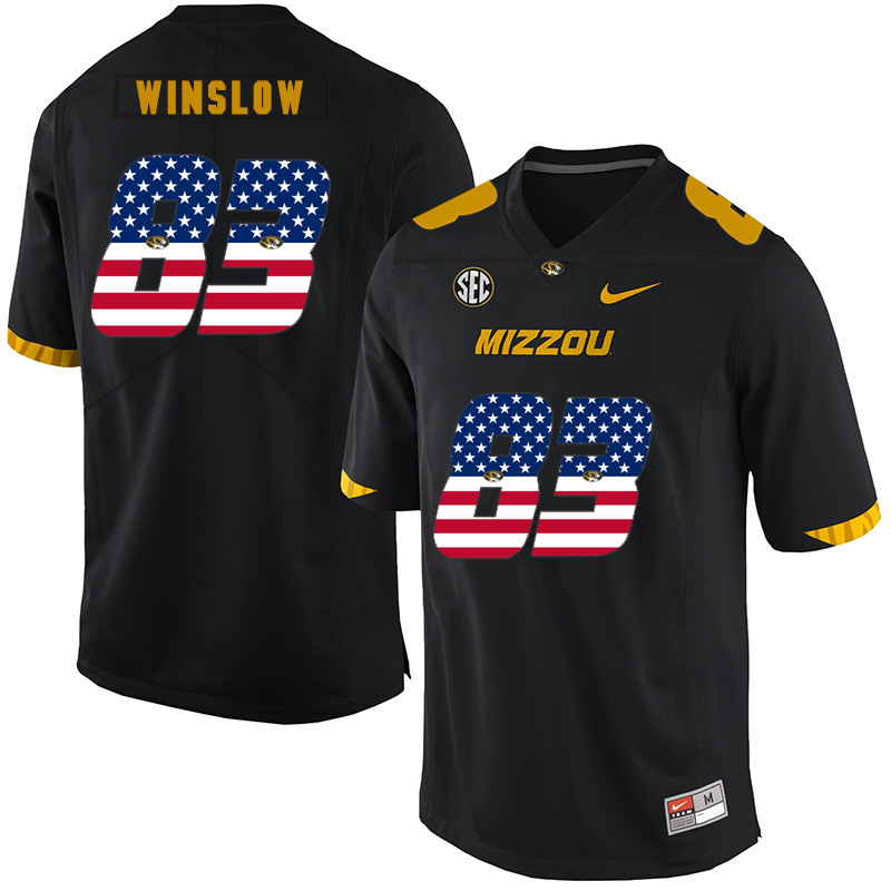 Missouri Tigers 83 Kellen Winslow Black USA Flag Nike College Football Jersey