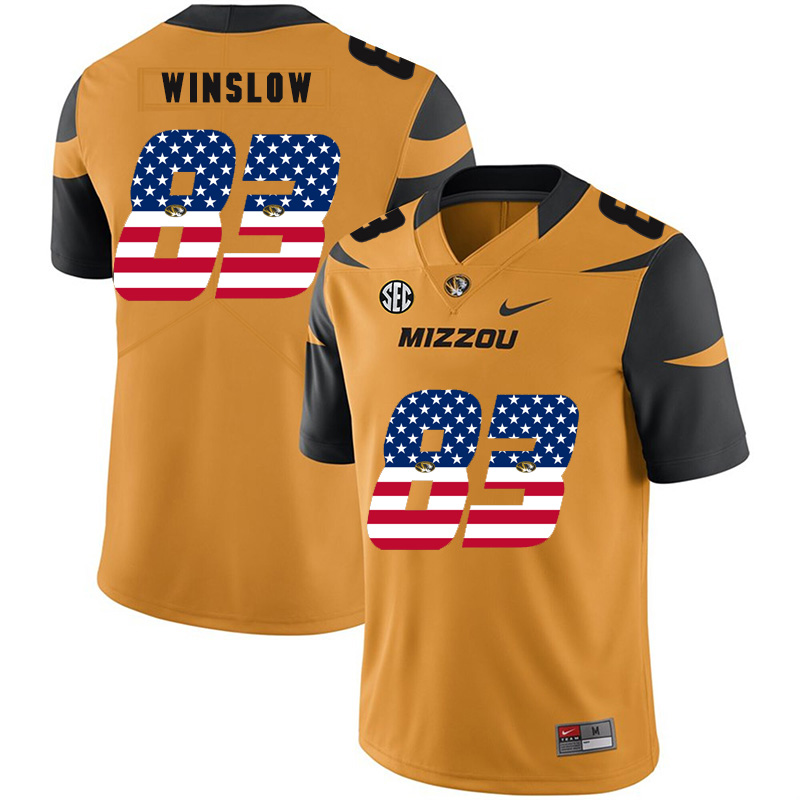 Missouri Tigers 83 Kellen Winslow Gold USA Flag Nike College Football Jersey