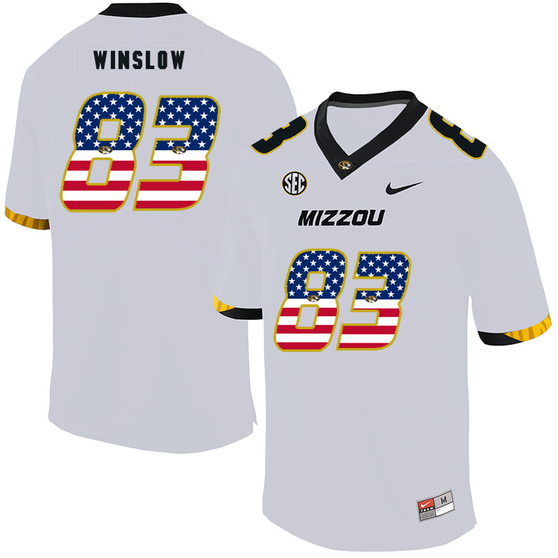 Missouri Tigers 83 Kellen Winslow White USA Flag Nike College Football Jersey