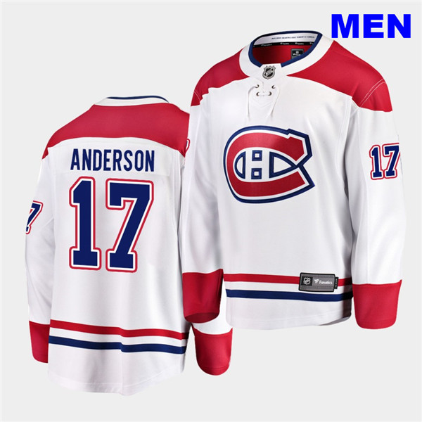 Montreal Canadiens #17 Josh Anderson 2020-21 Away White Breakaway Player Men Jersey White