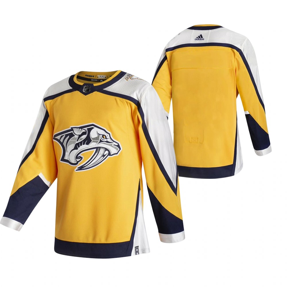 Nashville Predators Blank Yellow Men's Adidas 2020-21 Reverse Retro Alternate NHL Jersey