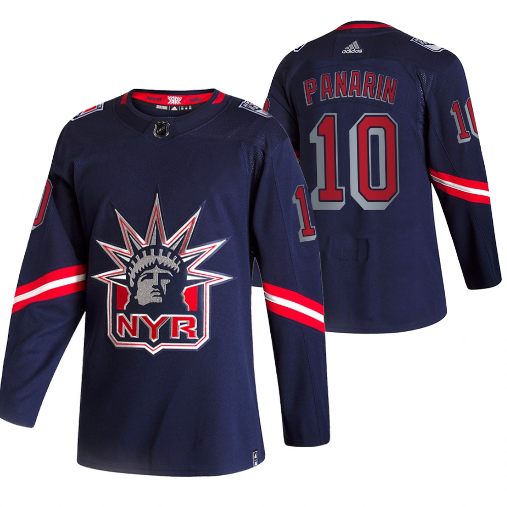 New York Rangers #10 Artemi Panarin Navy Men's Adidas 2020-21 Reverse Retro Alternate NHL Jersey
