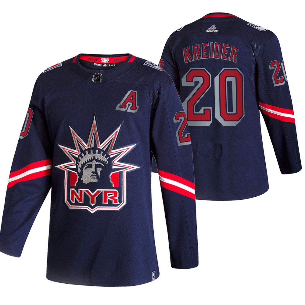 New York Rangers #20 Chris Kreider Navy Men's Adidas 2020-21 Reverse Retro Alternate NHL Jersey