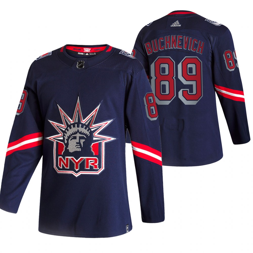 New York Rangers #89 Pavel Buchnevich Navy Men's Adidas 2020-21 Reverse Retro Alternate NHL Jersey