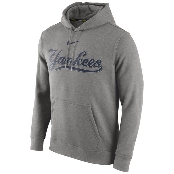 New York Yankees Heather Gray Wordmark Men's Pullover Hoodie