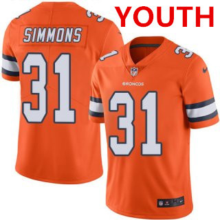 Nike Broncos #31 Justin Simmons Orange Youth Stitched NFL Limited Rush Jersey