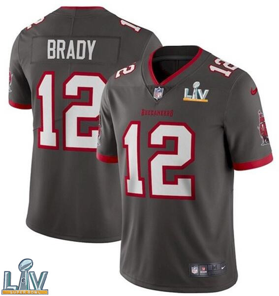 Nike Buccaneers 12 Tom Brady Gray 2021 Super Bowl LV Vapor Untouchable Limited Jersey