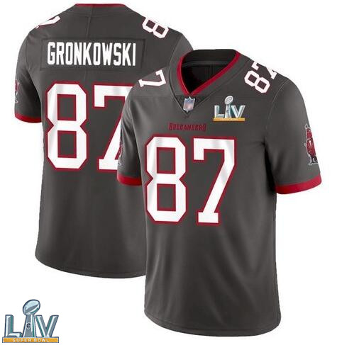 Nike Buccaneers 87 Rob Gronkowski Gray 2021 Super Bowl LV Vapor Untouchable Limited Jersey