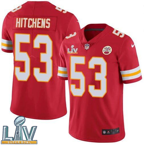 Nike Chiefs 53 Anthony Hitchens Red 2021 Super Bowl LV Vapor Untouchable Limited Jersey