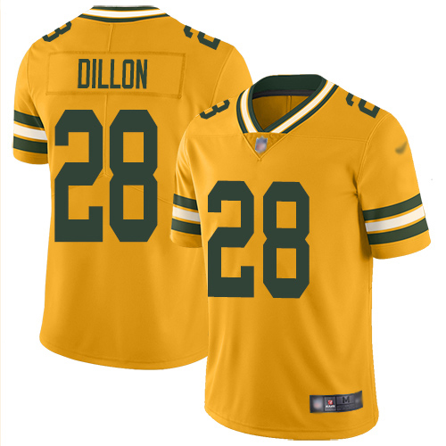 Nike Packers #28 A.J. Dillon Gold Men's Stitched NFL Limited Inverted Legend Jersey