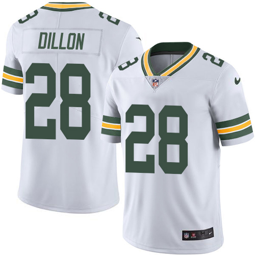 Nike Packers #28 A.J. Dillon White Men's Stitched NFL Vapor Untouchable Limited Jersey
