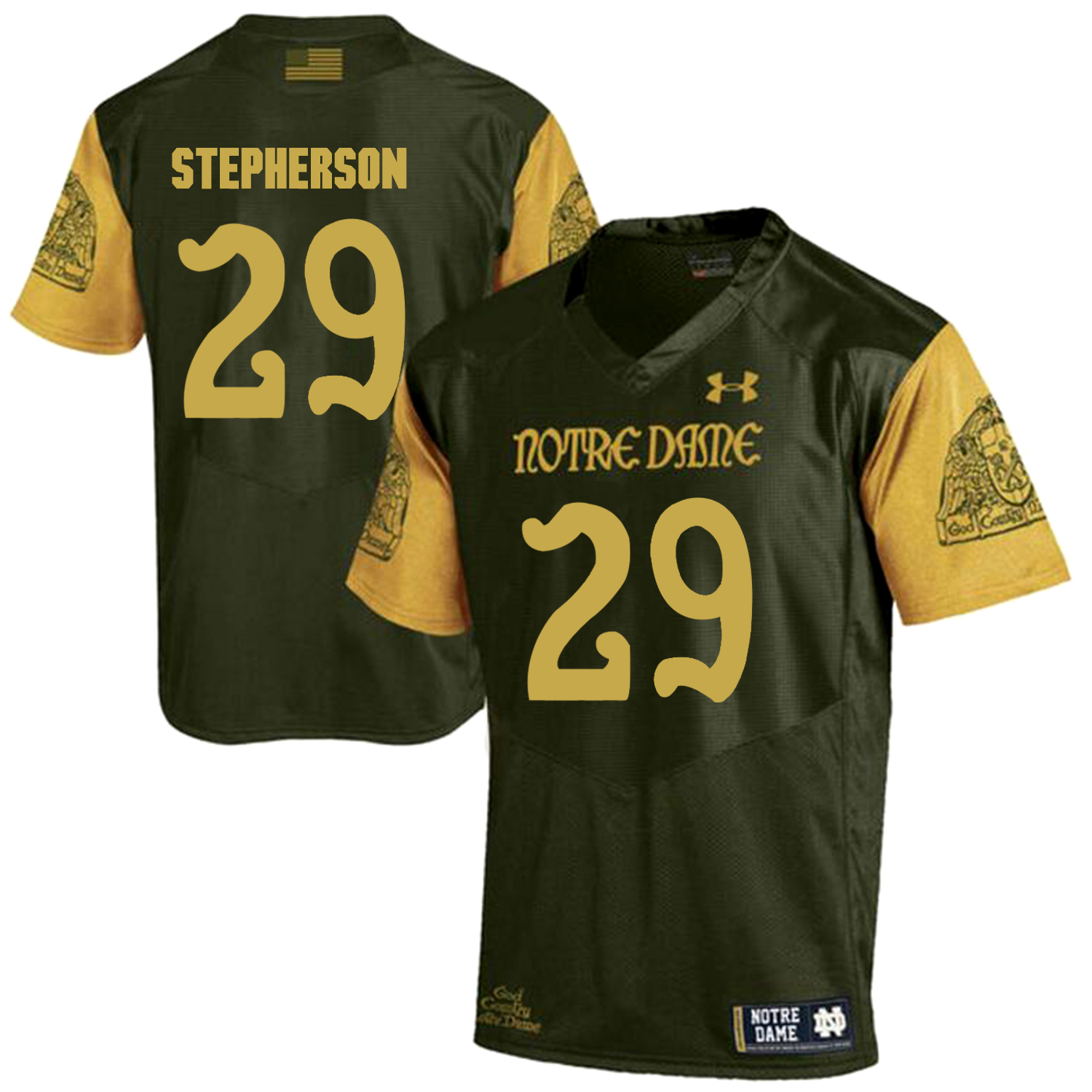 Notre Dame Fighting Irish 29 Kevin Stepherson Olive Green College Football Jersey