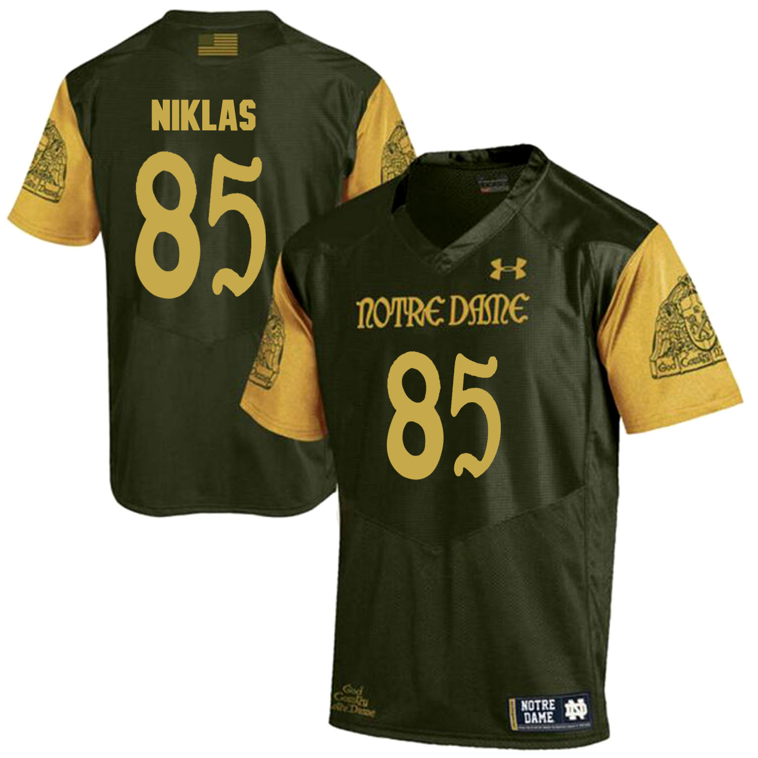 Notre Dame Fighting Irish 85 Troy Niklas Olive Green College Football Jersey