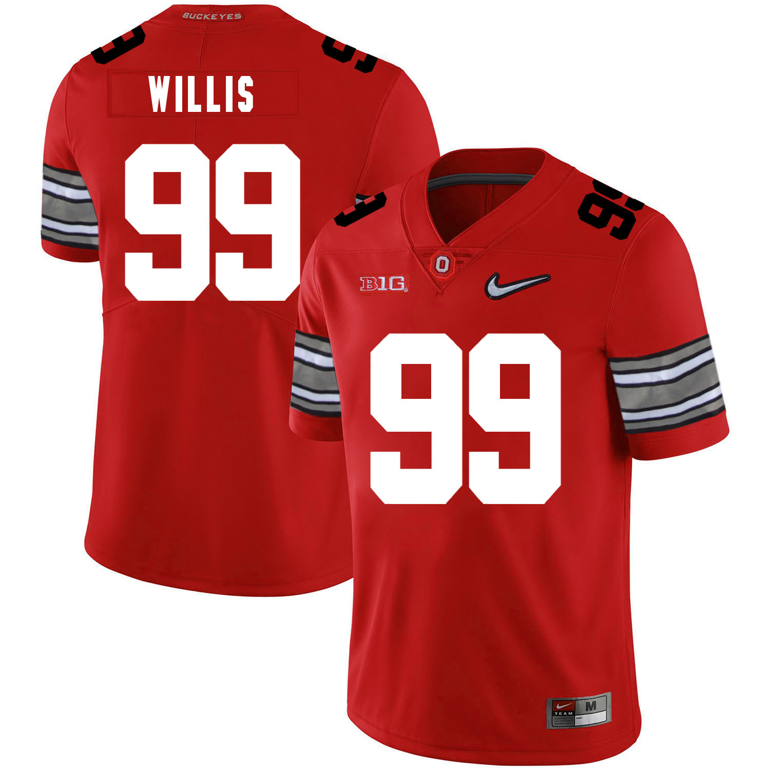 Ohio State Buckeyes 99 Bill Willis Red Diamond Nike Logo College Football Jersey