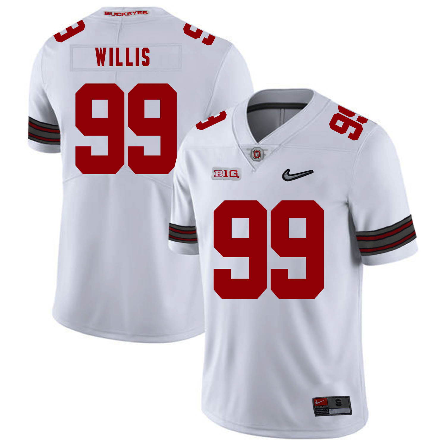 Ohio State Buckeyes 99 Bill Willis White Diamond Nike Logo College Football Jersey