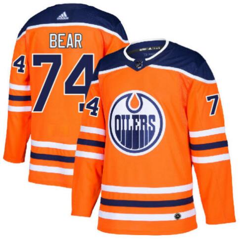 Oilers 74 Ethan Bear Orange Adidas Jersey