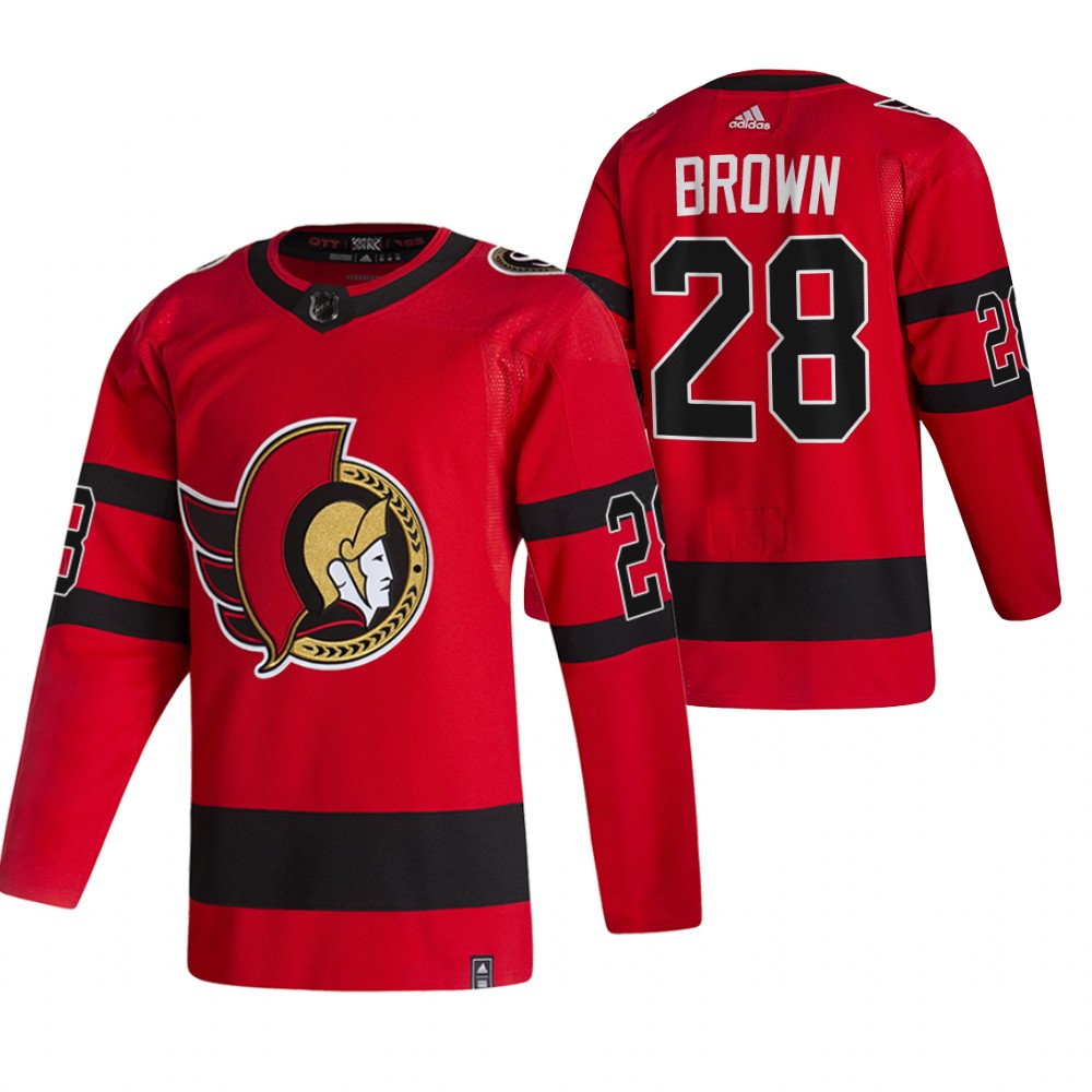 Ottawa Senators #28 Connor Brown Red Men's Adidas 2020-21 Reverse Retro Alternate NHL Jersey