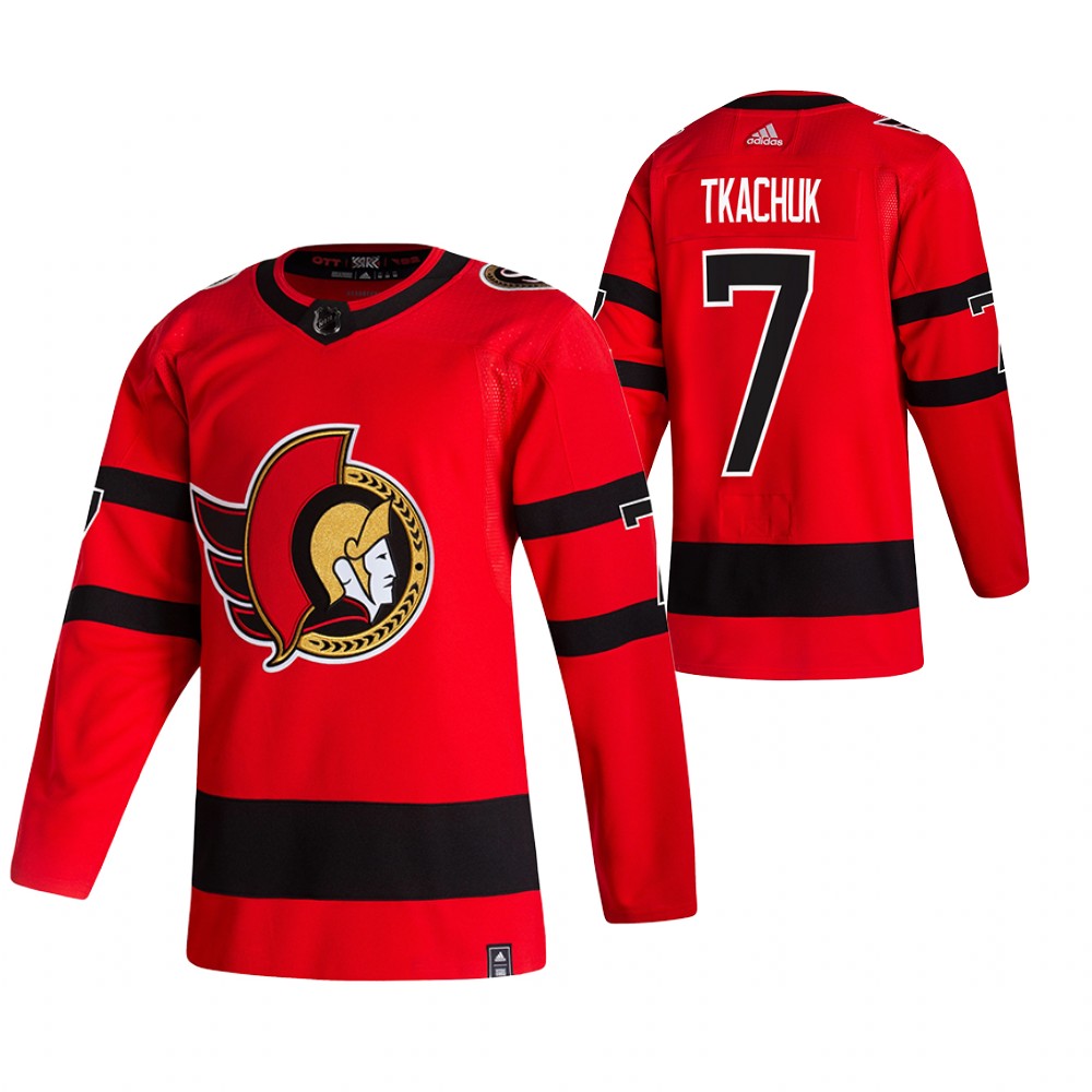 Ottawa Senators #7 Brady Tkachuk Red Men's Adidas 2020-21 Reverse Retro Alternate NHL Jersey