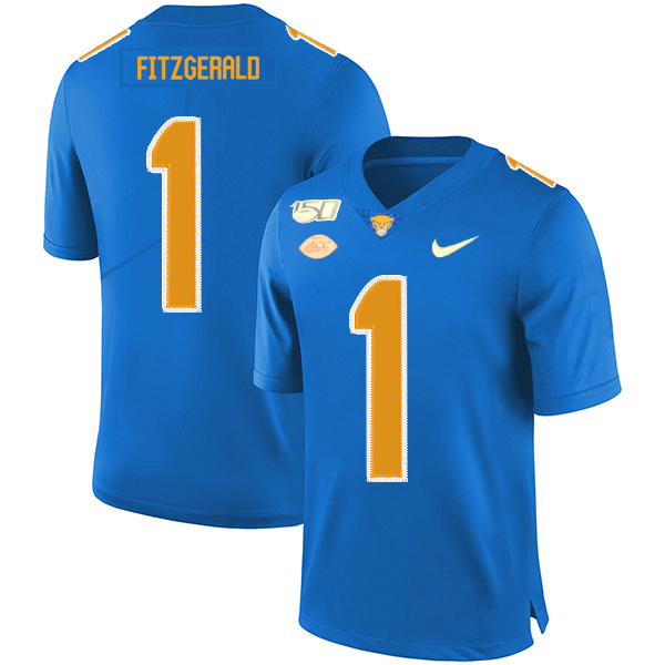 Pittsburgh Panthers 1 Larry Fitzgerald Blue 150th Anniversary Patch Nike College Football Jersey