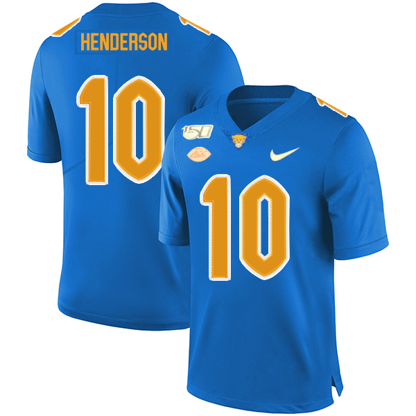 Pittsburgh Panthers 10 Quadree Henderson Blue 150th Anniversary Patch Nike College Football Jersey