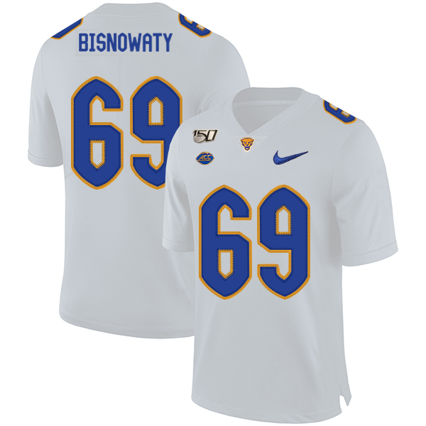 Pittsburgh Panthers 69 Adam Bisnowaty White 150th Anniversary Patch Nike College Football Jersey