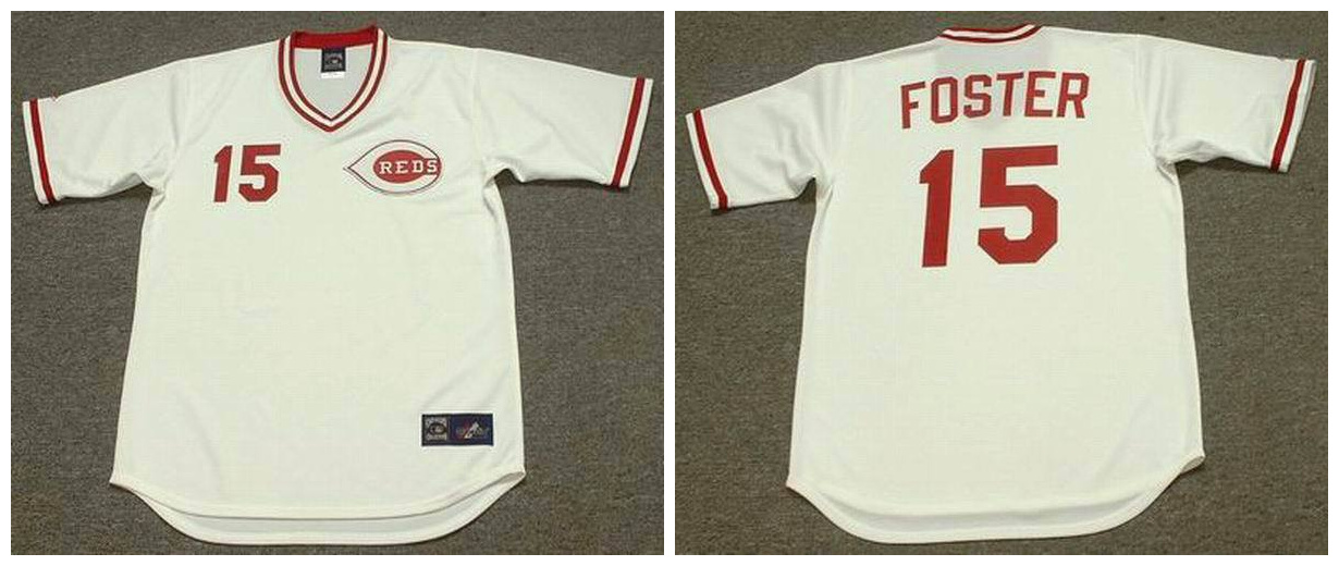 Reds 15 George Foster White 1975'S Throwback Cool Base Jersey