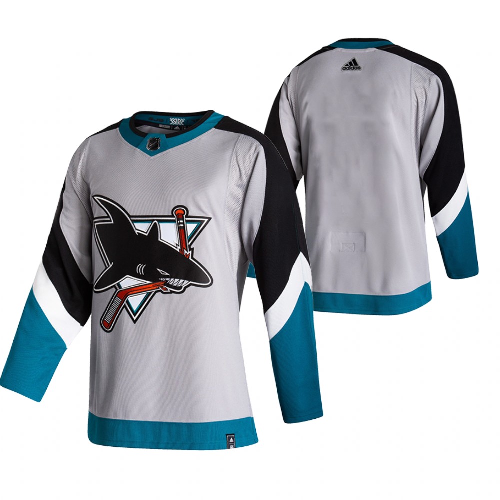 San Jose Sharks Blank Grey Men's Adidas 2020-21 Reverse Retro Alternate NHL Jersey