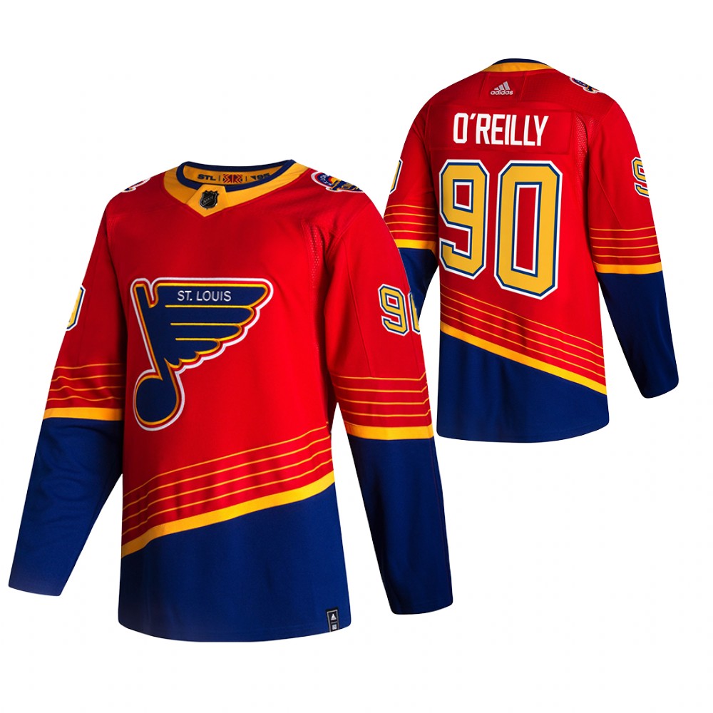St. Louis Blues #90 Ryan O'Reilly Red Men's Adidas 2020-21 Reverse Retro Alternate NHL Jersey