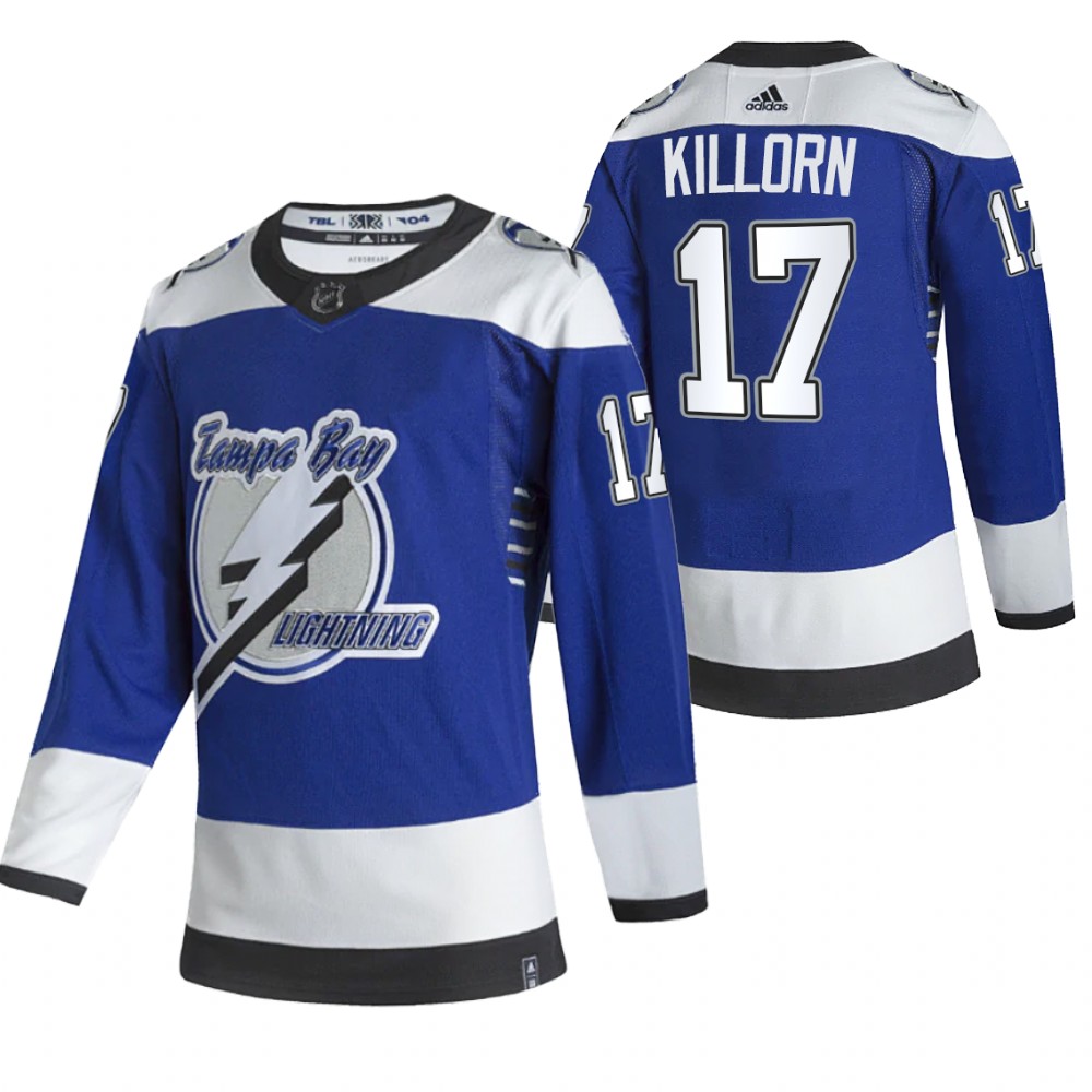 Tampa Bay Lightning #17 Alex Killorn Blue Men's Adidas 2020-21 Reverse Retro Alternate NHL Jersey