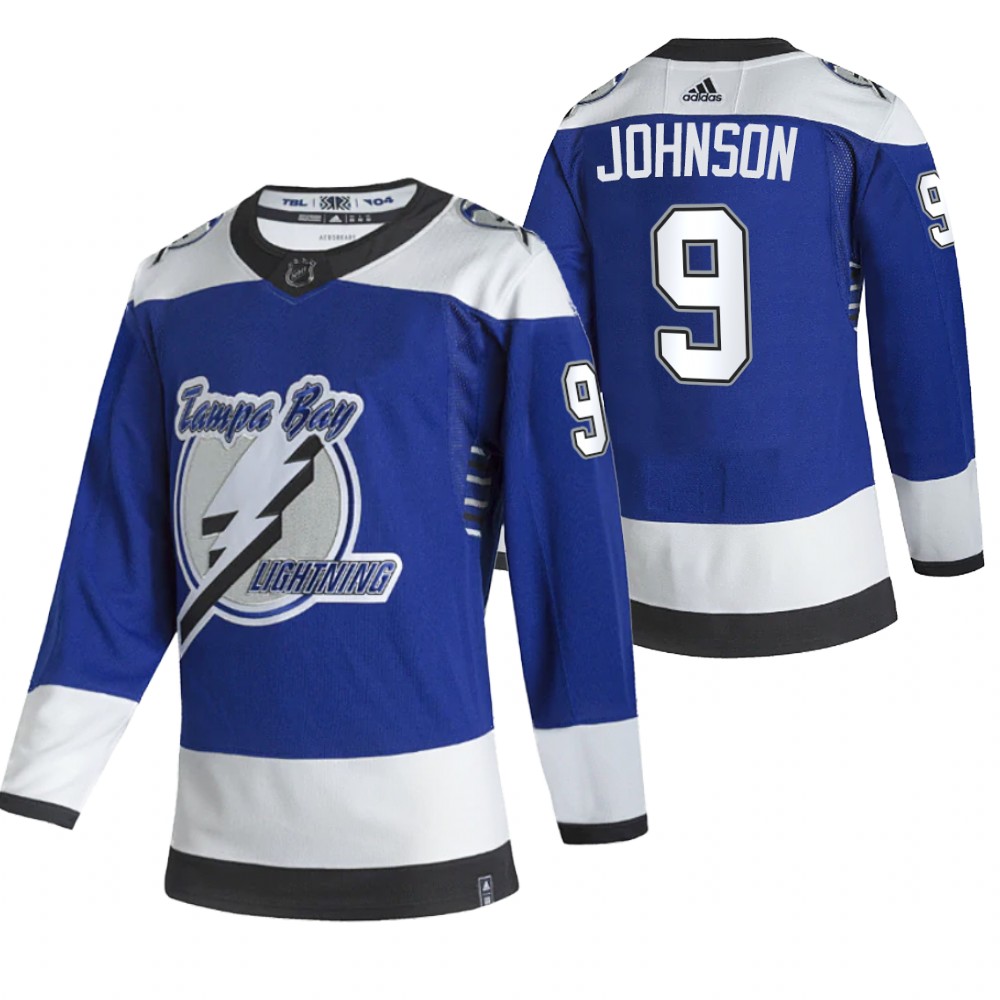 Tampa Bay Lightning #9 Tyler Johnson Blue Men's Adidas 2020-21 Reverse Retro Alternate NHL Jersey