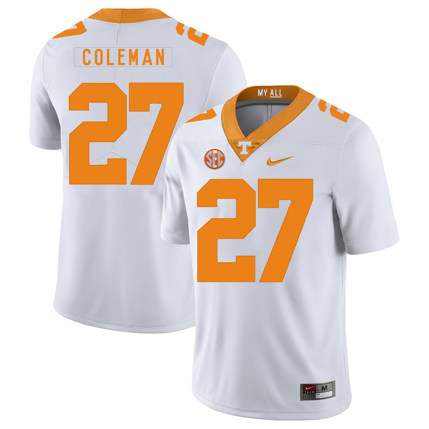Tennessee Volunteers 27 Justin Coleman White Nike College Football Jersey
