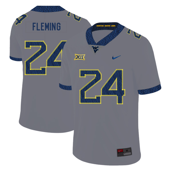 West Virginia Mountaineers 24 Maurice Fleming Gray College Football Jersey