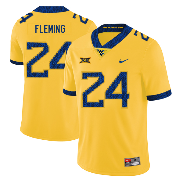 West Virginia Mountaineers 24 Maurice Fleming Yellow College Football Jersey
