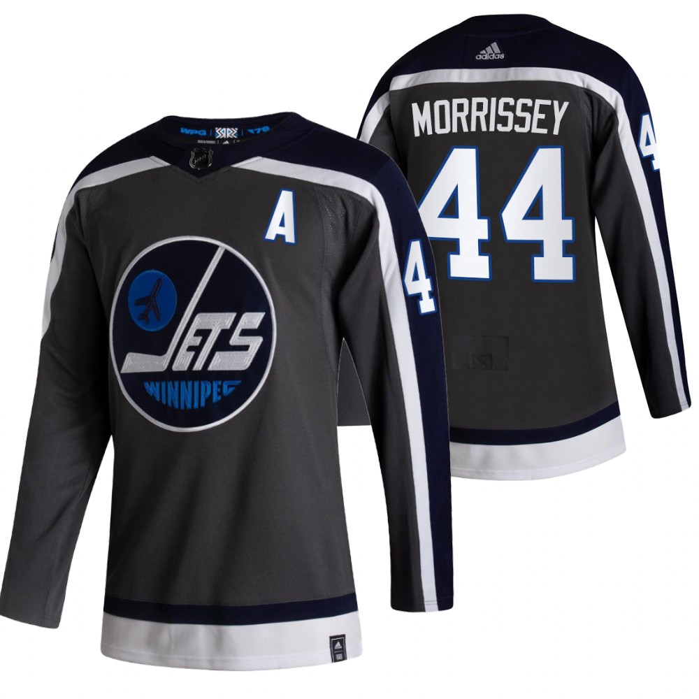 Winnipeg Jets #44 Josh Morrissey Black Men's Adidas 2020-21 Reverse Retro Alternate NHL Jersey