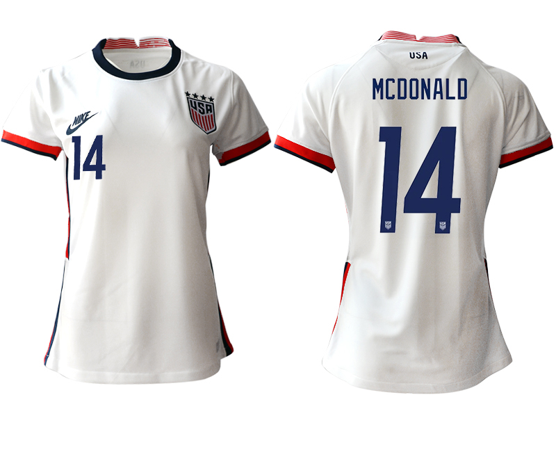 Women's 2020-21 America home aaa version 14# MCDONALD soccer jerseys