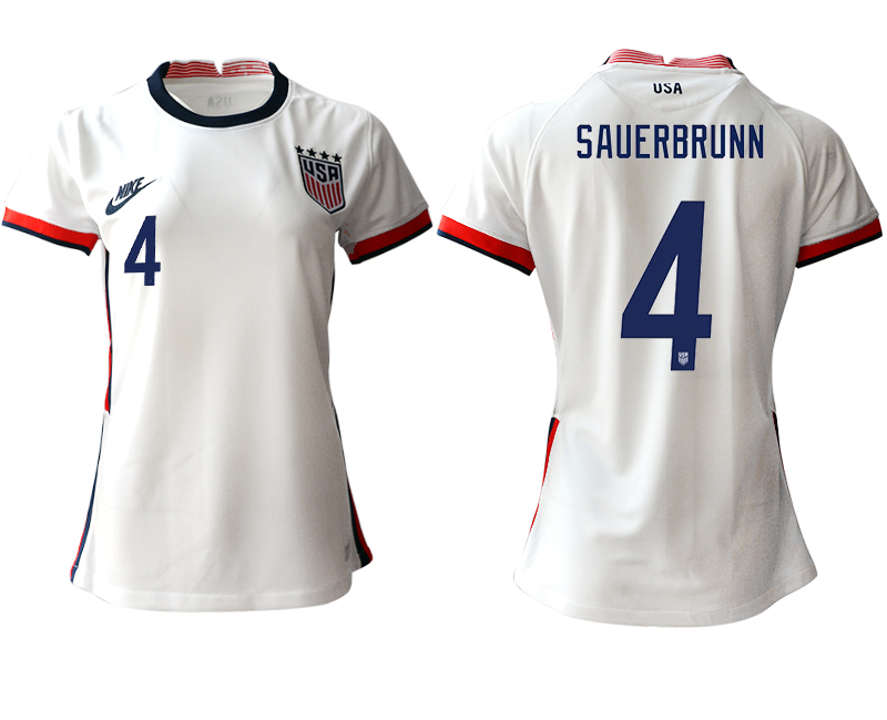 Women's 2020-21 America home aaa version 4# SAUERBRUNN soccer jerseys