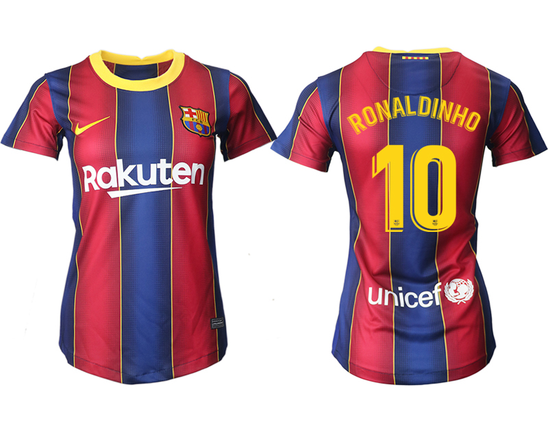 Women's 2020-21 Barcelona home aaa version 10# RONALDINHO soccer jerseys
