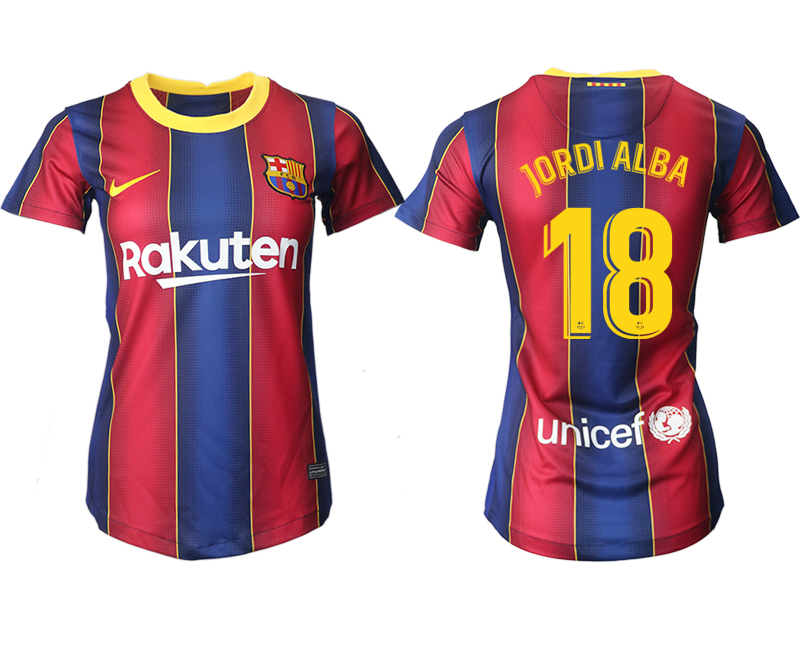Women's 2020-21 Barcelona home aaa version 18# JORDI ALBA soccer jerseys