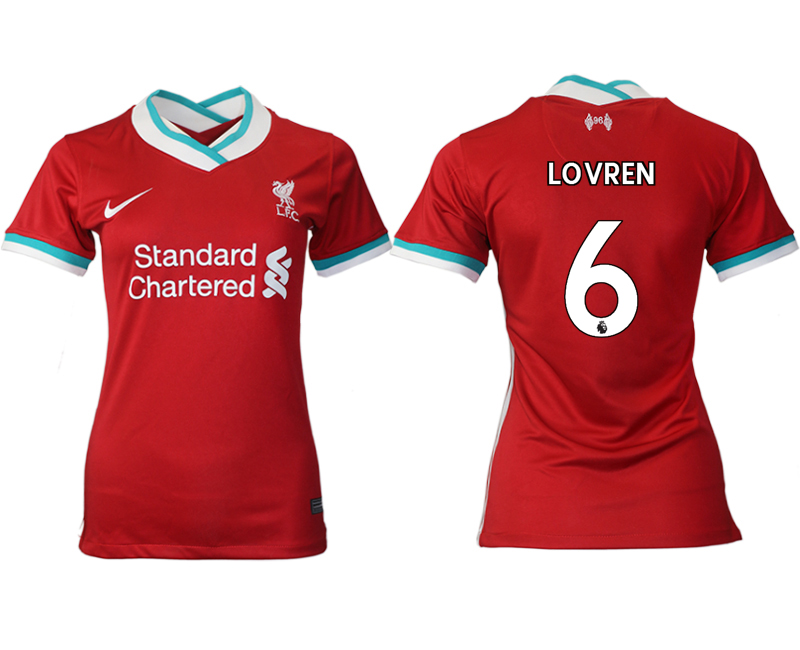 Women's 2020-21 Liverpool home aaa version 6# LOVREN soccer jerseys