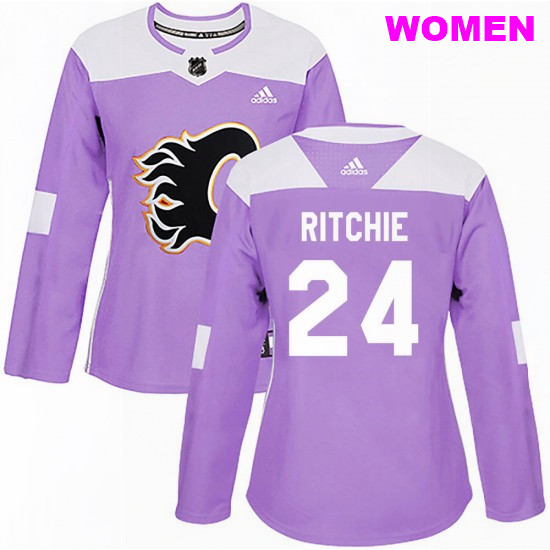 Women's Calgary Flames #24 Brett Ritchie Adidas Authentic Fights Cancer Practice Jersey - Purple