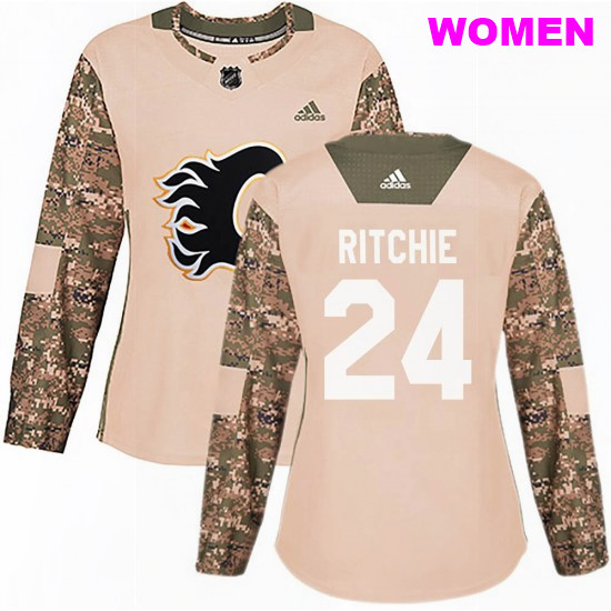 Women's Calgary Flames #24 Brett Ritchie Adidas Authentic Veterans Day Practice Jersey - Camo
