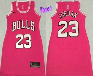 Women's Chicago Bulls #23 Michael Jordan Pink Nike Swingman Stitched Dress Jersey
